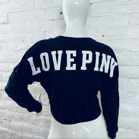 pink Victoria secret cropped pullover sweater black size S - Picture 3 of 6
